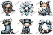 Cute Christmas Watercolor Clipart, an Illustration by designcity5 (Thumbnail 2 of 5)