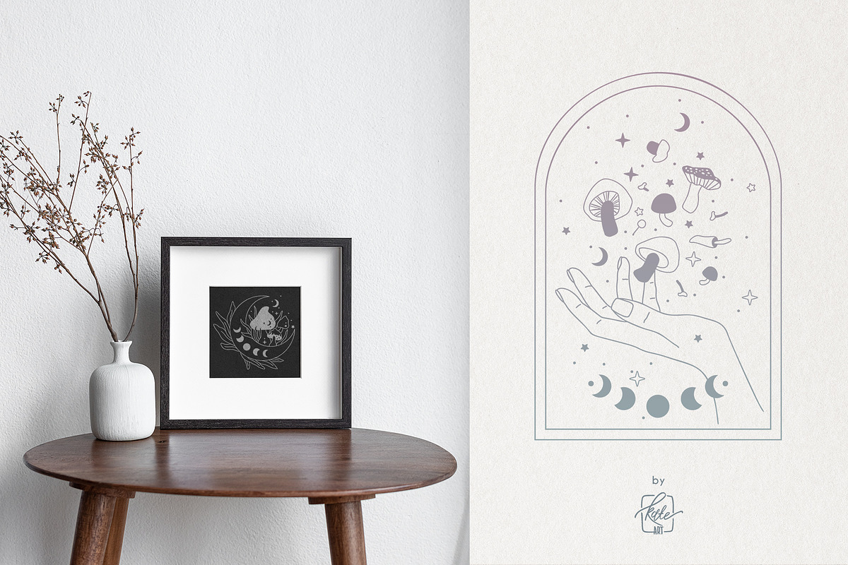 MAGICAL MUSHROOM LINE ART, an Object Illustration by Kate Art (Photo 9 of 10)