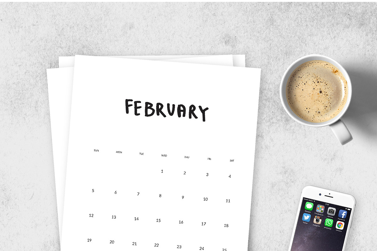 Twenty Seventeen Text Calendar, a Stationery Template by Made By Hamilton (Photo 3 of 5)