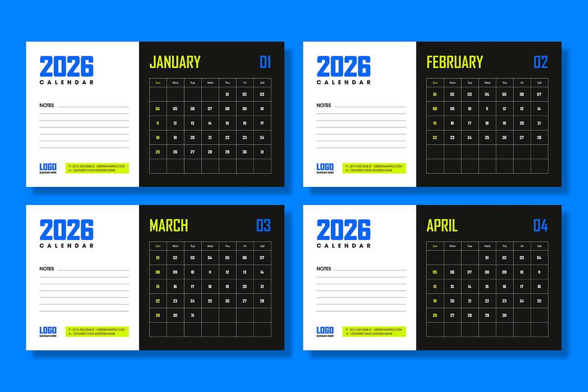 Modern Calendar Template for 2026, an UI Kit Template by ContestDesign (Photo 2 of 4)