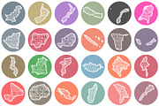 Retro Circular World Countries, an Object Illustration by Eugene Ga (Thumbnail 1 of 7)