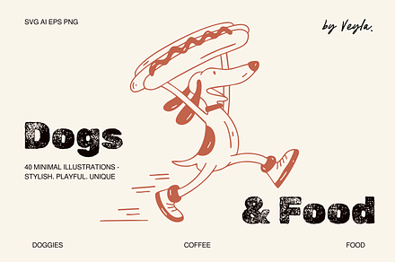 Love Food: Fun Bites & Drink Dogs, a Food Illustration by Veyla