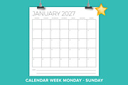 2027 Square MON-SUN 12x12 Calendar, a Stationery Template by Running With Foxes (Thumbnail 1 of 5)