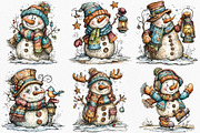 Christmas Snowman Clipart Bundle, an Illustration by Canvas Craft (Thumbnail 4 of 7)