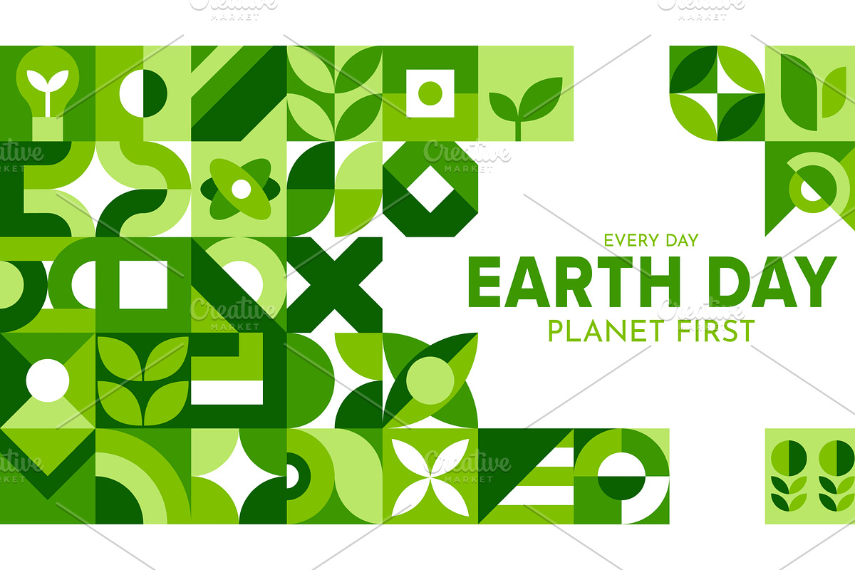 Earth day abstract geometric poster, a Seasonal Illustration by Vector Tradition