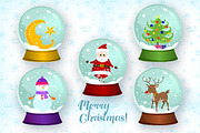 Christmas Snow Globes Vector Set, a Decorative Illustration by land art (Thumbnail 1 of 6)