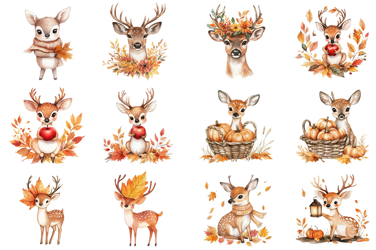 Autumn Cute Deer Sublimation Clipart, an Illustration by CitraGraphics (Photo 3 of 6)