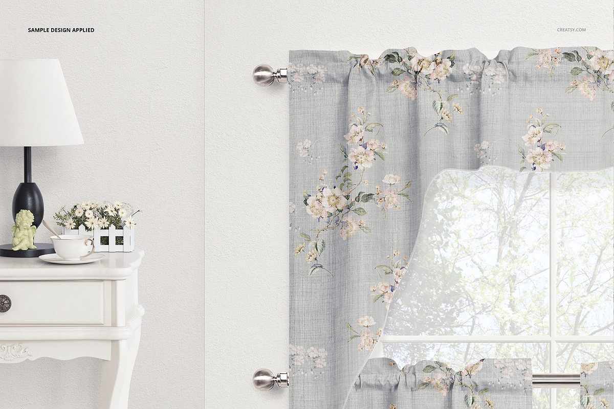 Cafe Curtains and Valance Mockup, a Household Mockup by Creatsy (Photo 7 of 7)