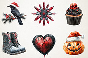 Gothic Christmas Watercolor Clipart, an Illustration by RobertsArt (Thumbnail 6 of 7)