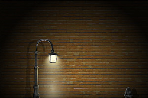 Vintage Streetlamp On Brick Wall