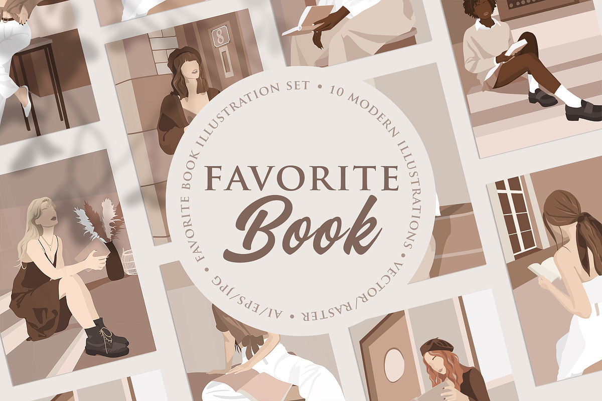 Favorite Book Illustration Set, a Person Illustration by TiriCo (Photo 1 of 10)
