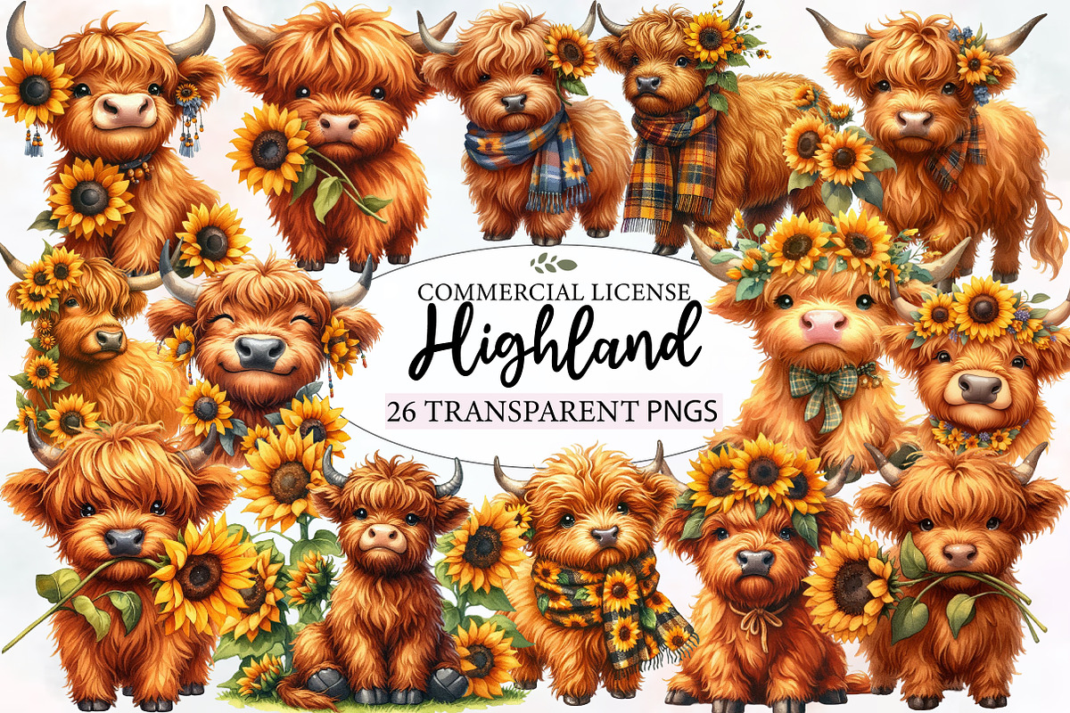 Highland Cow with Sunflowers, an Illustration by Designworld (Photo 1 of 7)