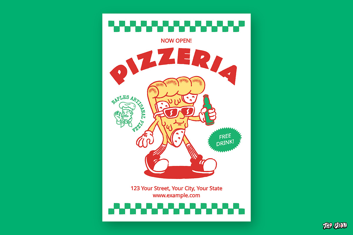 Retro Cartoon Pizzeria Flyer, a Flyer Template by The Isian (Photo 1 of 2)