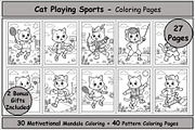 Cat Playing Sports Coloring Pages, an Animal Illustration by Lamia Emad (Thumbnail 1 of 5)