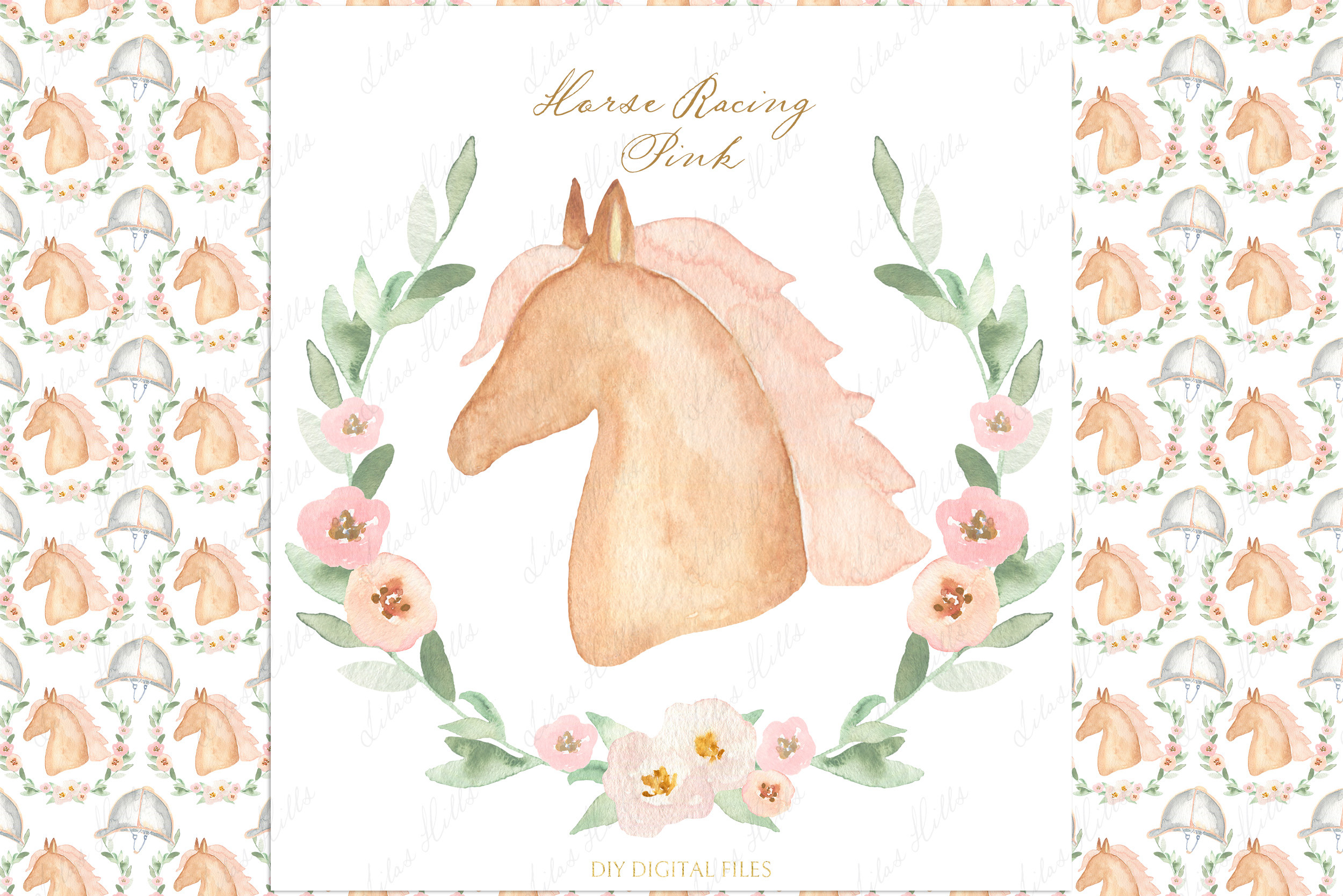 Horse Racing Pink Kentucky Derby by Labfcreations  Creative Market