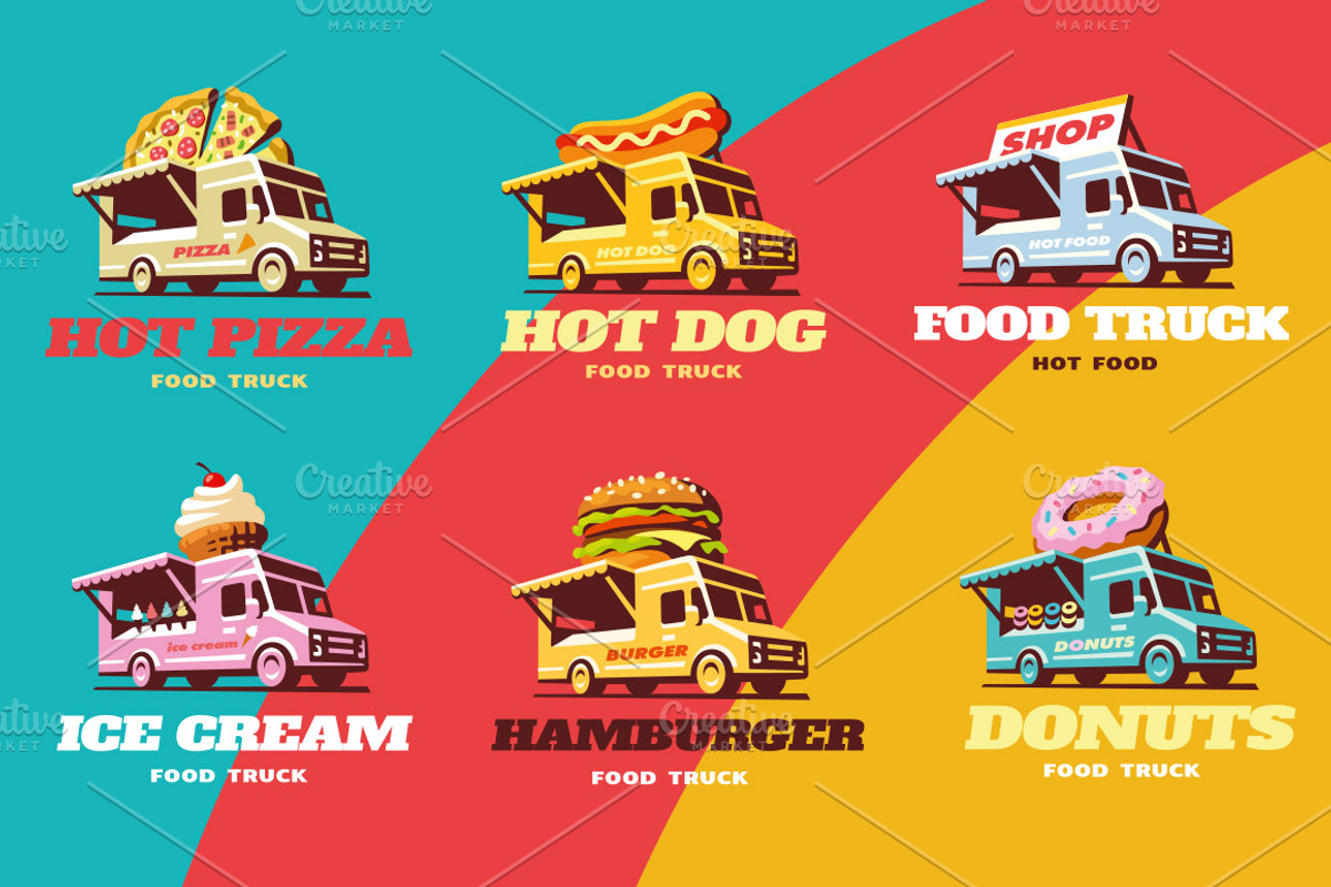 Food Truck logo set, a Branding & Logo Template by SODESIGN