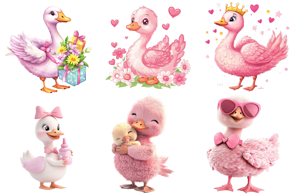 Pink Silly Goose Baby Shower Clipart, an Illustration by Designking (Photo 4 of 5)