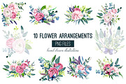 Watercolor Flowers, 10 Arrangements, a Decorative Illustration by JSolomatina (Thumbnail 3 of 4)