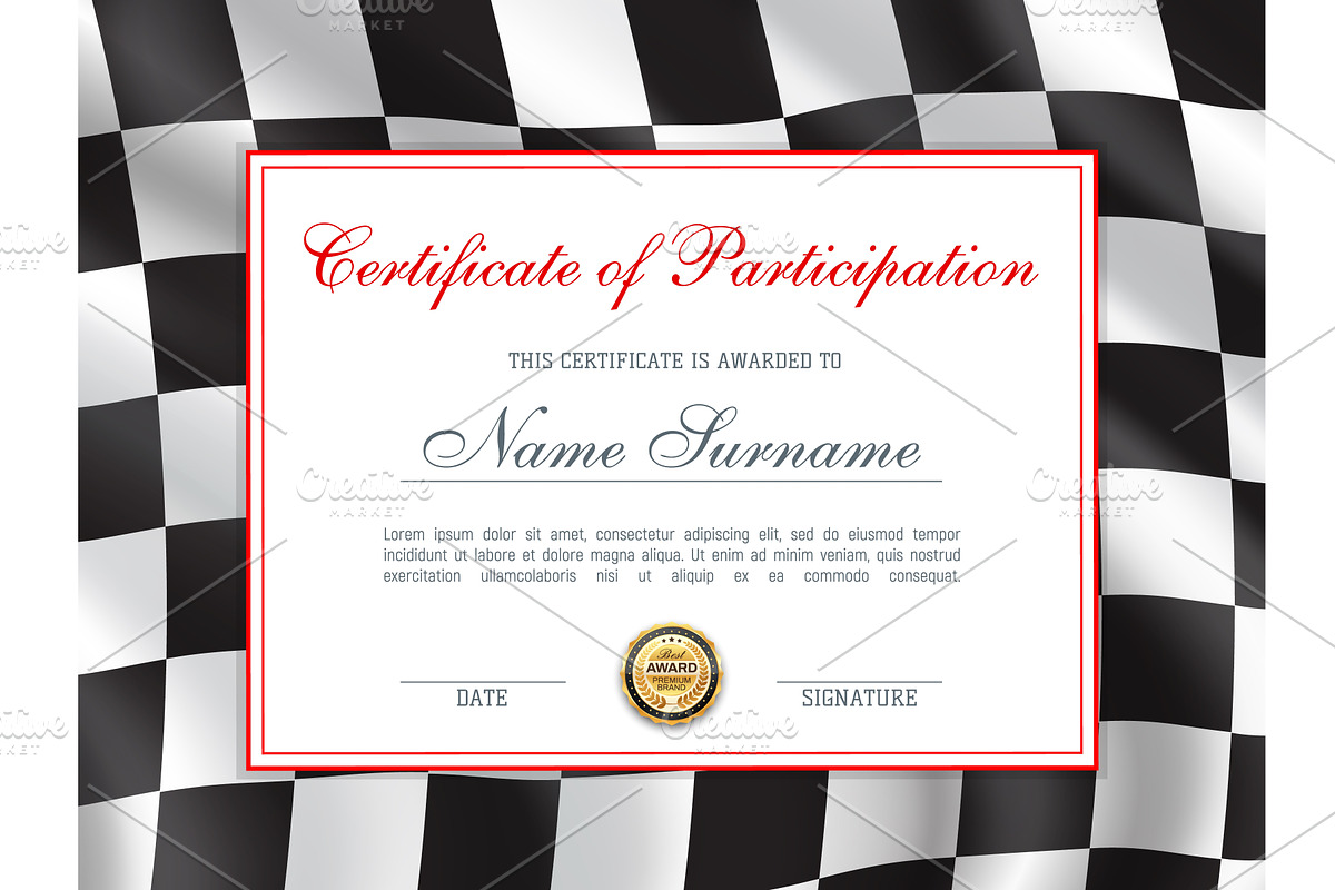 Racing certificate, award diploma, an Illustration by Vector Tradition ...