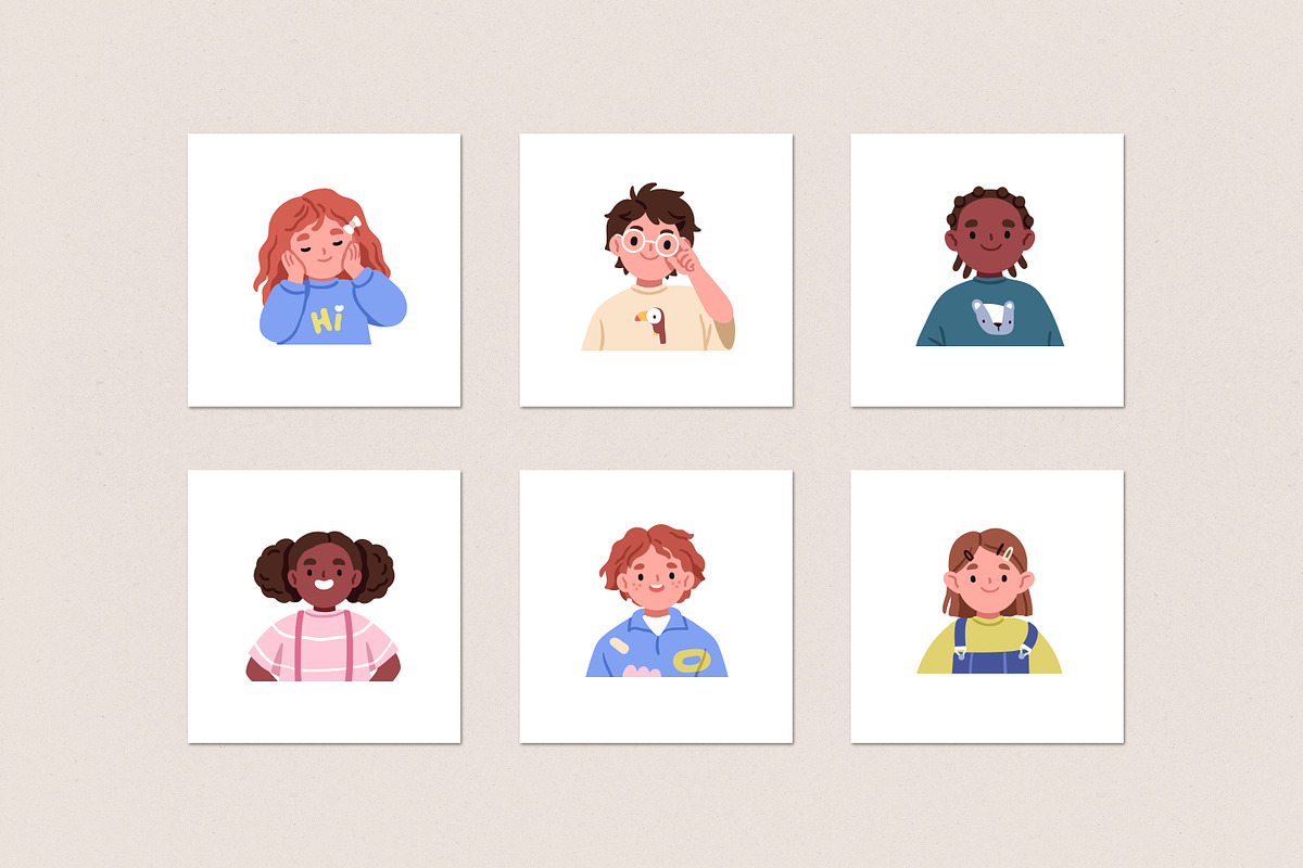 Cute kids avatars, portraits set, a Person Illustration by Good Studio (Photo 4 of 4)