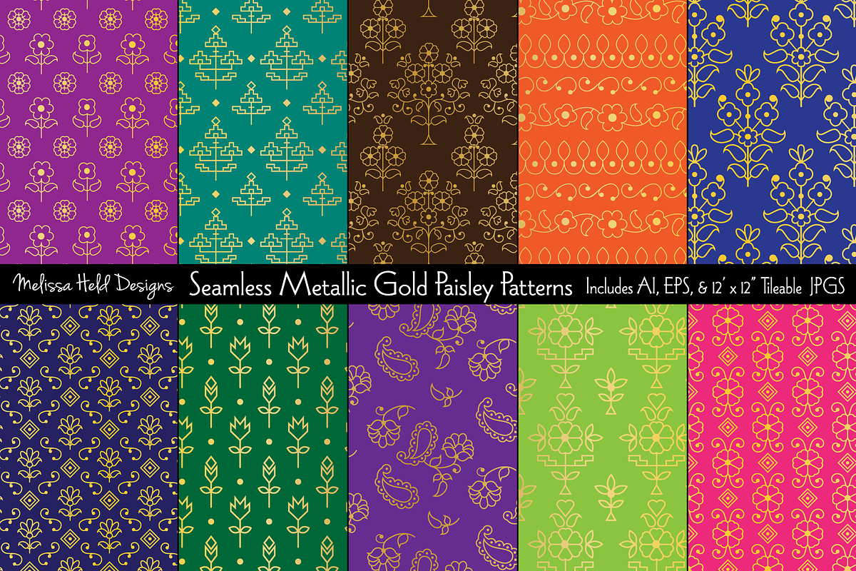 Seamless Metallic Gold Paisleys