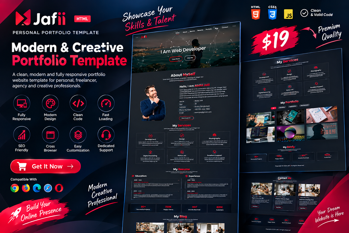 Dark Minimal Personal Branding HTML5, a HTML Template by Themeplaza (Photo 1 of 7)