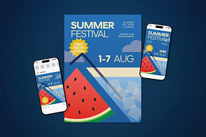 Summer Festival Event Flyer Set, a Flyer Template by The Good Store