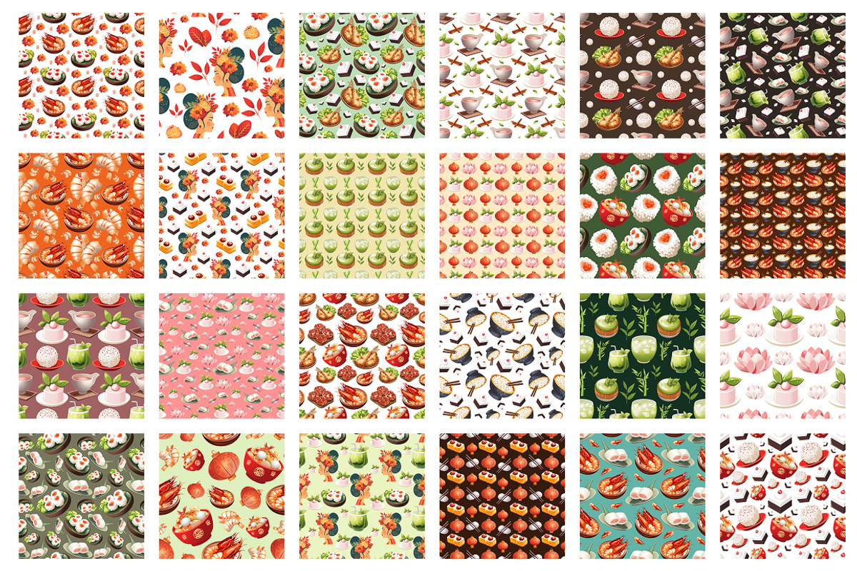 Japanese Food & Culture Patterns, a Food Illustration by InkyQueenArt (Photo 5 of 7)