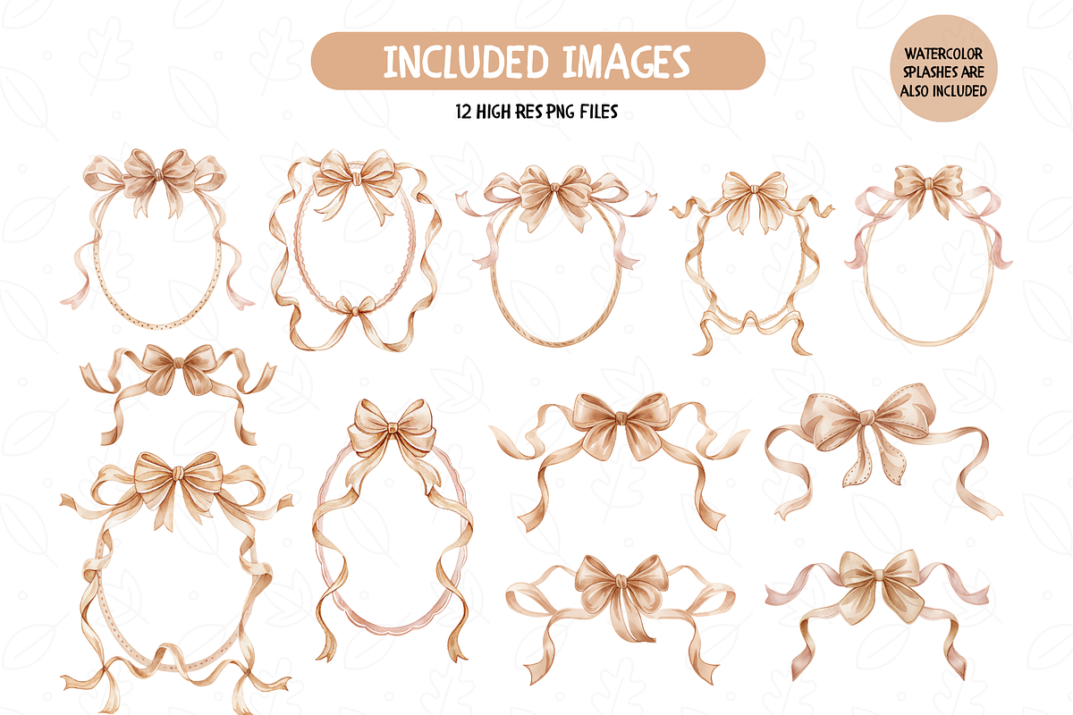 Watercolor Bow Frame Clipart, an Illustration by TatiMockup (Photo 2 of 3)