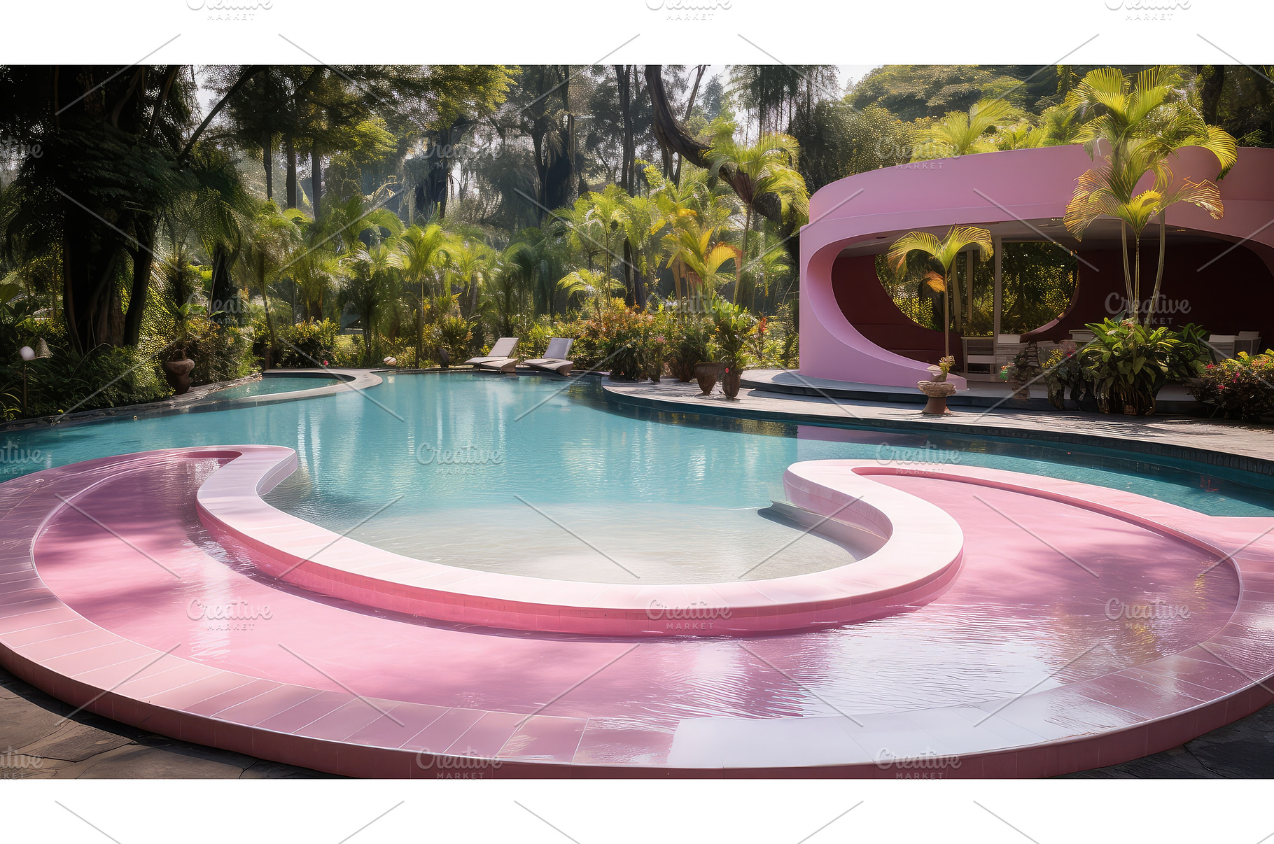 unique swimming pool pink ai, a Background Photo by pikepicture