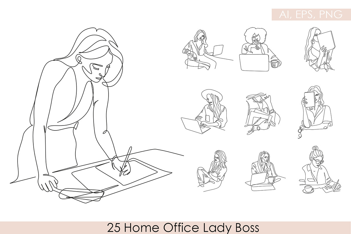 Woman Working at Home Office, a Branding & Logo Template by velychko.ua (Photo 3 of 12)