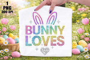 Rhinestone Bunny Love PNG, an Illustration by Daily.Designs
