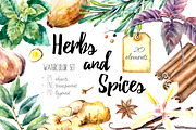 Herbs and Spices watercolor set, an Object Graphic by Vikeriya (Thumbnail 1 of 5)