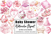 Watercolor Pink Baby Shower Clipart, a Graphic by CitraGraphics (Thumbnail 1 of 4)
