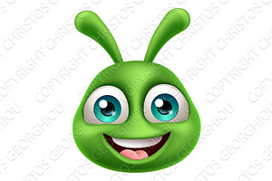 Green Alien Cute Emoticon Martian, an Illustration by Christos Georghiou