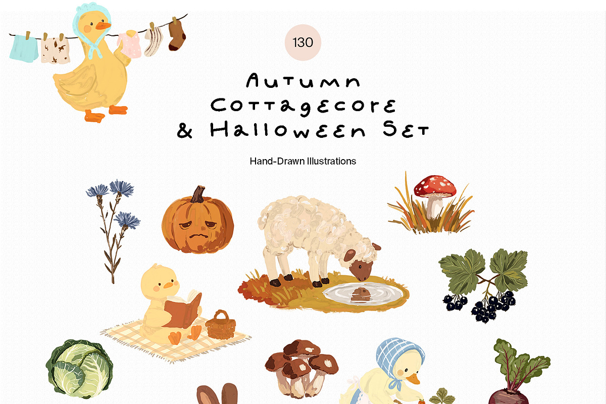 Autumn Cottagecore & Halloween Set, a Seasonal Illustration by divanovskaya_nv (Photo 11 of 18)