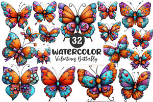 watercolour valentines day butterfly, an Illustration by CreationArt