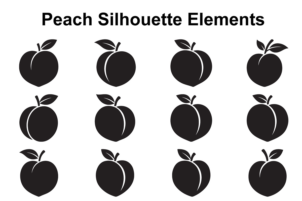 Peach Fruit Silhouette Collection, an Object Graphic by Creativeshirt (Photo 1 of 3)