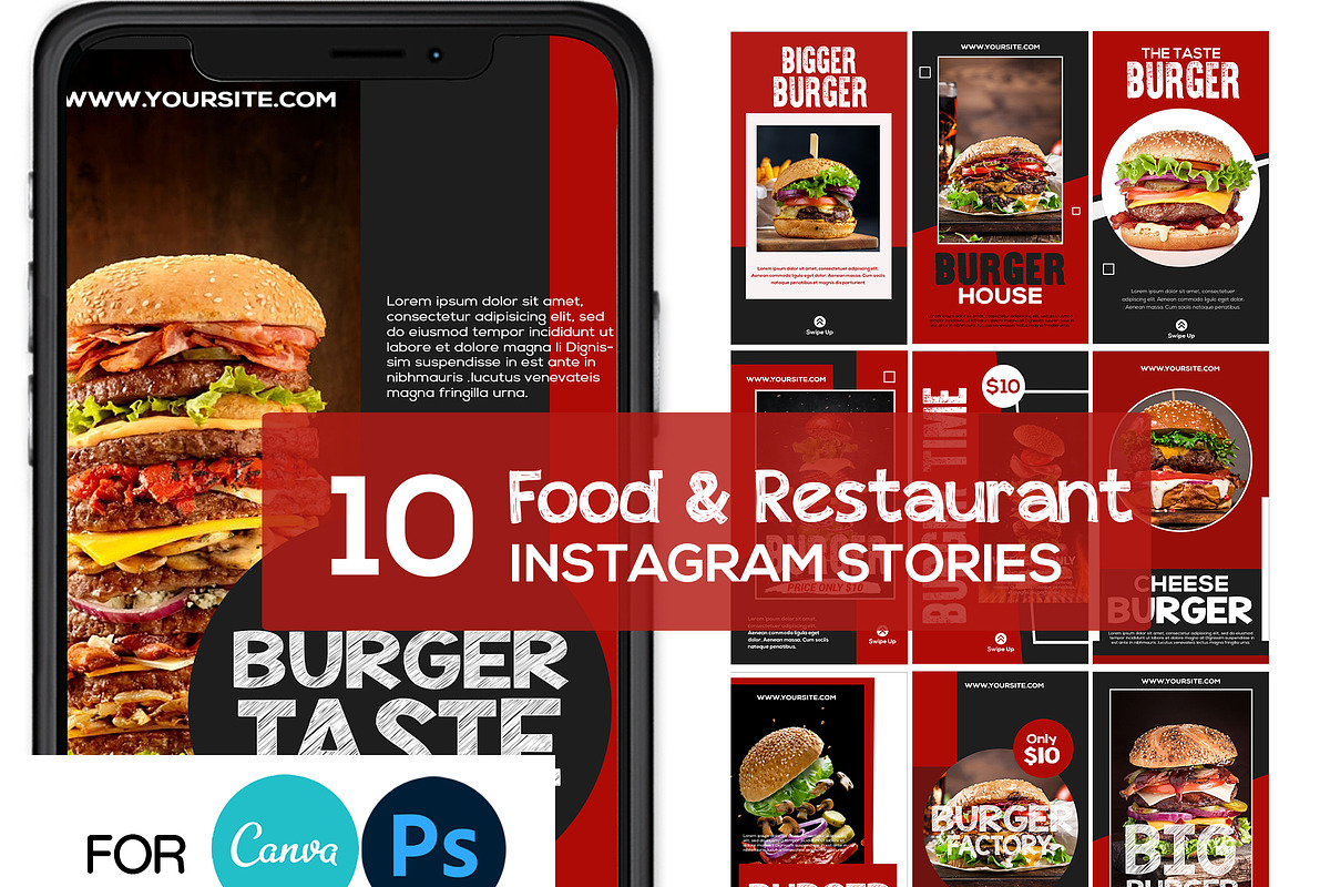 Food Instagram Story Canva Template, a Social Media Template by DreamColor (Photo 1 of 5)