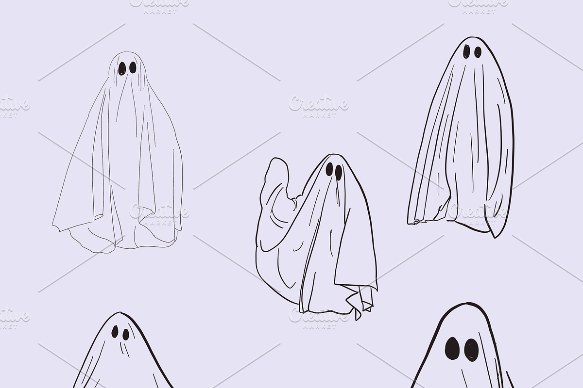 SALE Sheet Ghost Outlines, an Object Graphic by pinkdrinksoul (Photo 2 of 3)