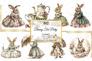 Watercolor Bunny Tea Party Clipart, an Illustration by NiiiNArt (Thumbnail 7 of 10)