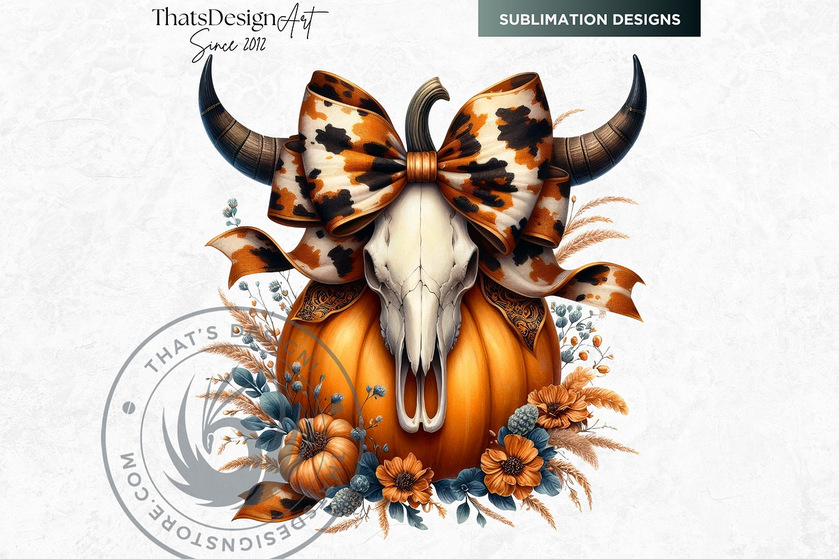 Fall Western coquette bow pumpkins, a Seasonal Illustration by ThatsDesignArt (Photo 5 of 10)