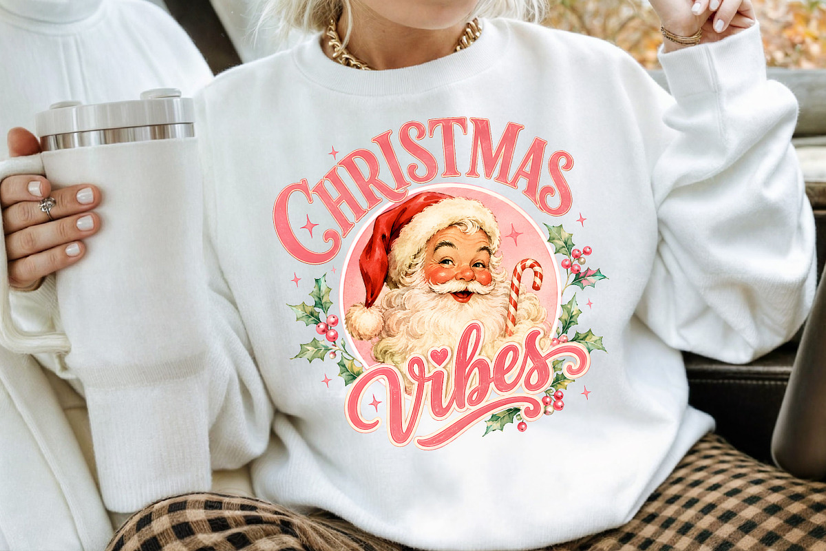 Pink Christmas Vibes Santa PNG, a Seasonal Illustration by Creative Art (Photo 3 of 3)