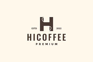 Letter H With Cup Coffee Logo