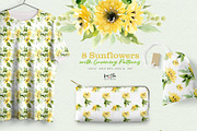 Sunflowers with Greenery Watercolor, an Illustration by Kim Thoa Designs (Thumbnail 6 of 8)