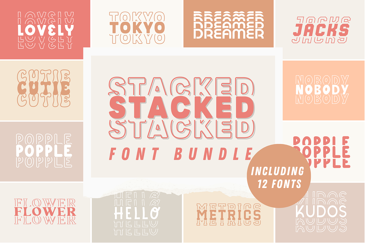 Stacked Fonts Bundle 12 Fonts, a Sans Serif Font by Sofia Skoog (Photo 1 of 9)