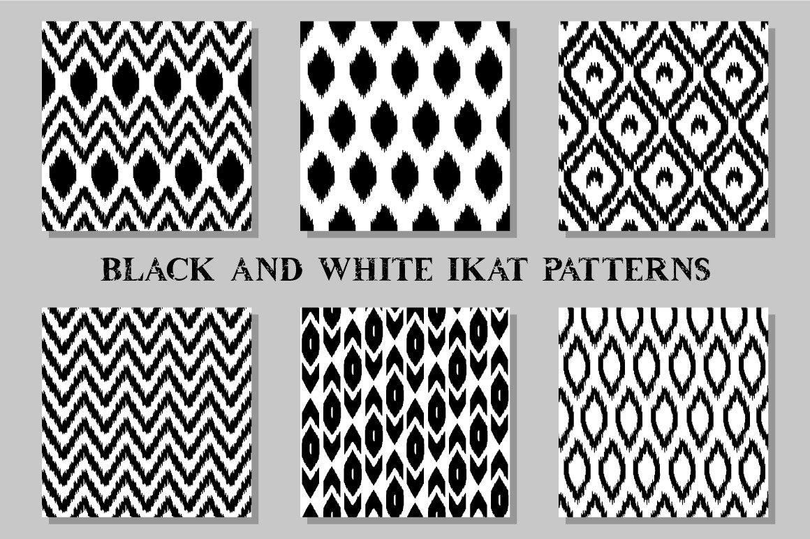 Set of black and white ikat patterns, a Pattern Graphic by Natalyon