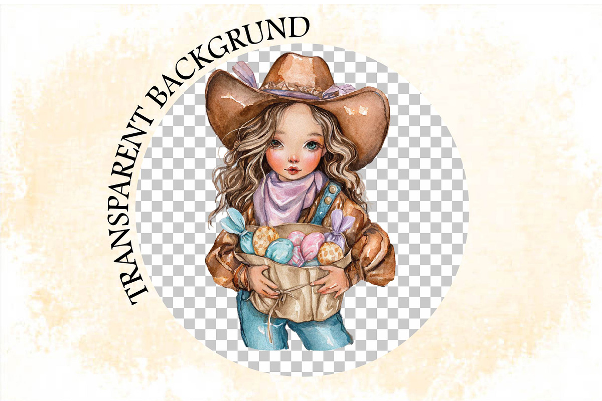 Watercolor Cute Cowgirl Clipart Bund, an Illustration by SVGArt (Photo 9 of 9)