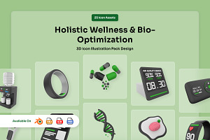 Bio Tech Style Wellness 3D Icon Pack, a Technology Illustration by twinstd