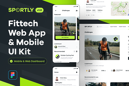 Sportly Fittech Web & Mobile UI Kit
